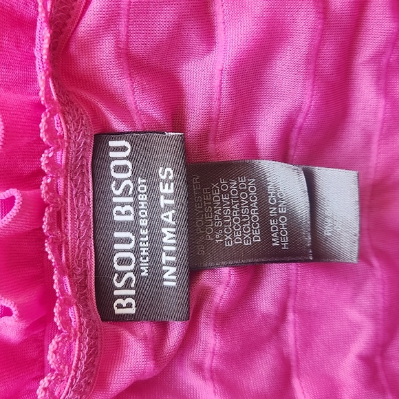 Bisou Bisou by Michele Bohbot Vintage Y2K Pink Ruffle Dress Slip M - Picture 7 of 14